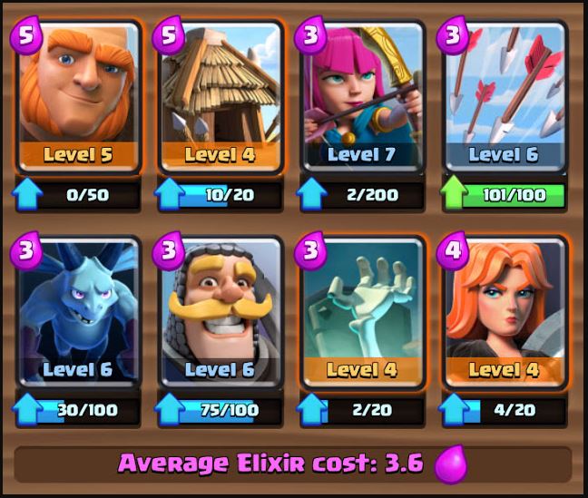 deck pada level clash royale