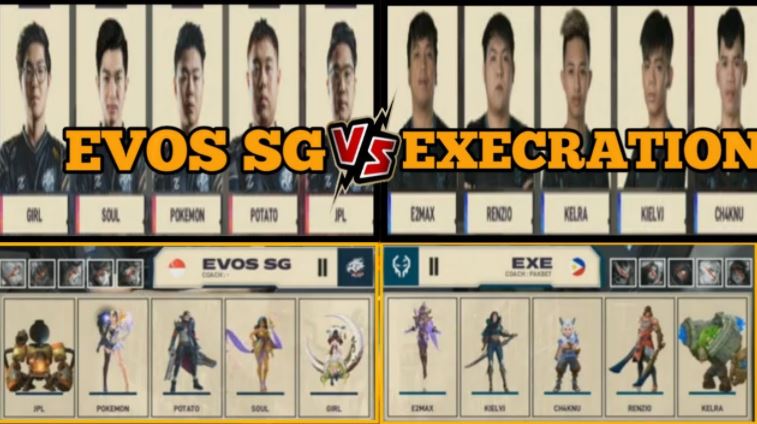 pertandingan mobile legends antara evos SG dan EXE