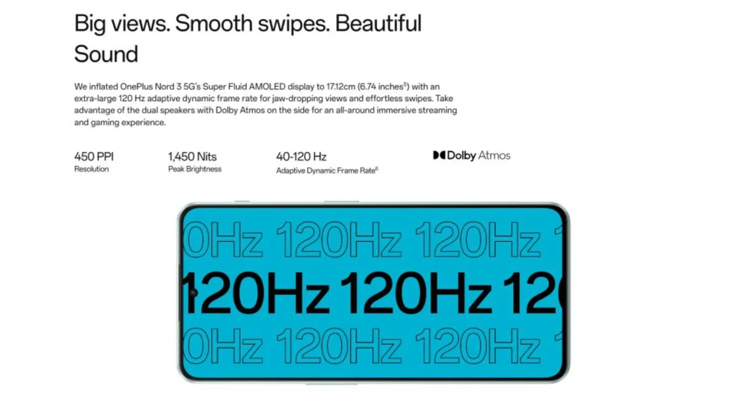 spesifikasi OnePlus Nord 3 pada bagian layar yang besar