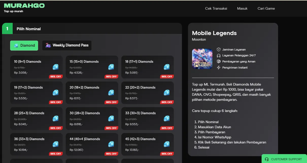 murahgo platform untuk tempat pembelian diamond mobile legends