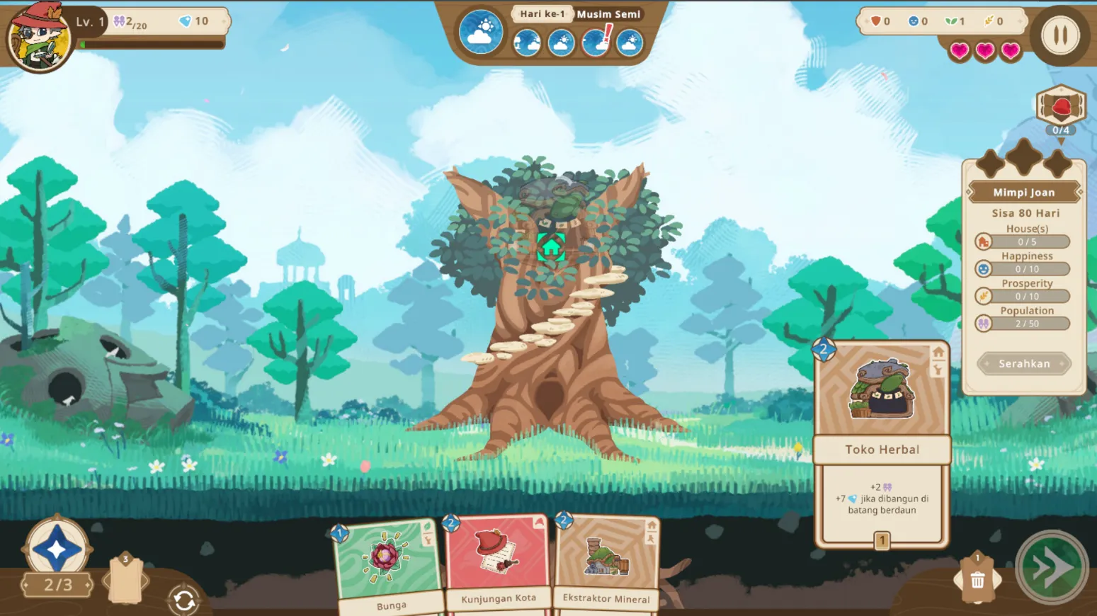 Little Tree Kingdom Game Cozy Deck Building Buatan Malang