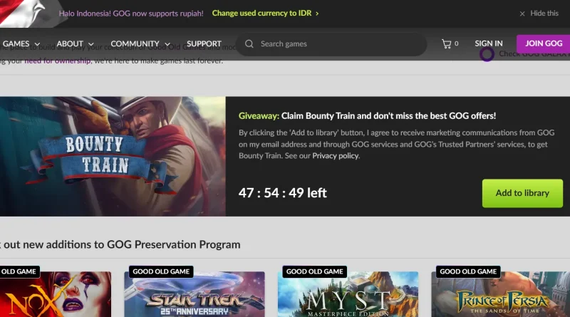 GOG Tambahkan Dukungan Rupiah Untuk Beli Game PC Resmi
